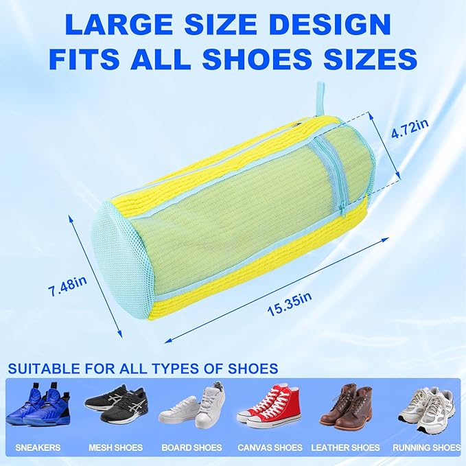 Shoe Washing Bag for Washing Machine - Durable Shoe Washing Machine Bag for Most Children's Shoes (Small Yellow 2PCS)