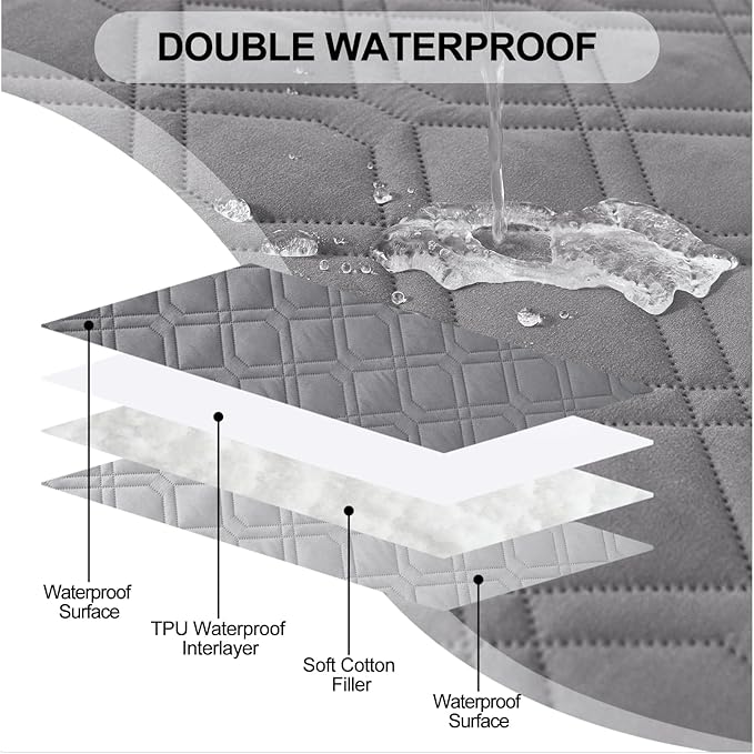 Smiry Waterproof Dog Blanket, 68x82 Inch Soft Pet Bed Cover Reversible, Washable Sofa Couch Furniture Protector for Small Medium Large Dog Puppy Cat, Geometric, Grey/Light Grey