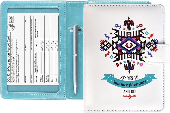 Caweet Passport and Vaccine Card Holder Leather Vaccination Card Wallet with Magnetic Closure, Tribal Totem