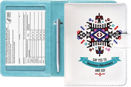 Caweet Passport and Vaccine Card Holder Leather Vaccination Card Wallet with Magnetic Closure, Tribal Totem
