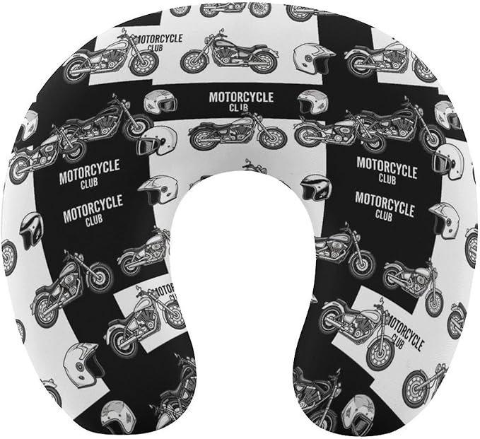 Travel Neck Pillow Memory Foam Chin Cushion Motorcycle Equipment, Washable Cover for Men Women Youth Airplane Car Pain Relief