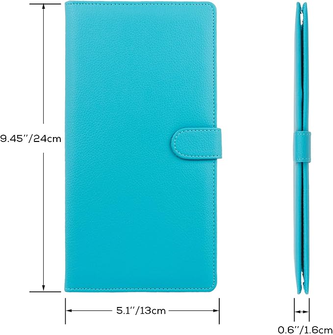 Car Registration and Insurance Holder, Leather Magnetic Shut Vehicle Glove Box Organizer for Document, Card, Driver License, Turquoise