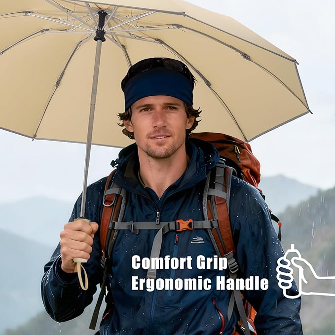 Large Windproof Travel Umbrella, Portable Reverse Folding Car Umbrella, Compact Inverted Design with Waterproof Canopy, Automatic, 10 Durable Ribs, 45.6/13 Inch, Fits Backpack