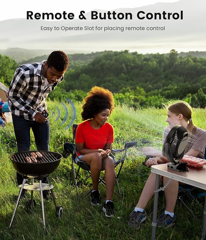 8-inch Clip-on Fan - 12000mAh Portable Rechargeable Battery With 3 Speeds and Strong Airflow, USB Small Desk Personal Quiet for Office, Stroller, Bedroom and Camping