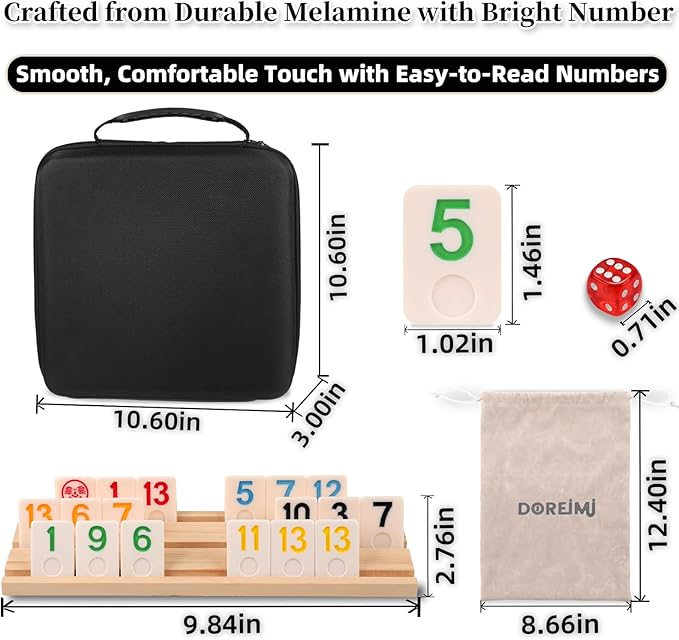 Deluxe Rummy Cube Game Set 6 Colors with 8 Wooden Racks 162 Rummy Tiles, Travel Family Board Game for Adults and Kids Age 8+,Birthday Gifts for Women Men Dad Mom