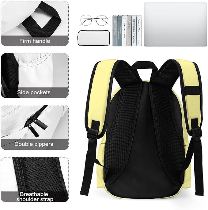 Pale Luxury Yellow Backpack Adult Travel Daybag for Women Men College Backpack for Vacation Hiking Camping Bag