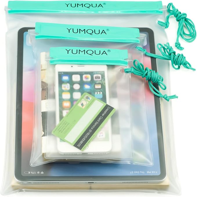 YUMQUA Clear Waterproof Bags, Water Tight Cases Pouch Dry Bags for Camera Mobile Phone Maps Pouch Kayak Military Boating Document Holder