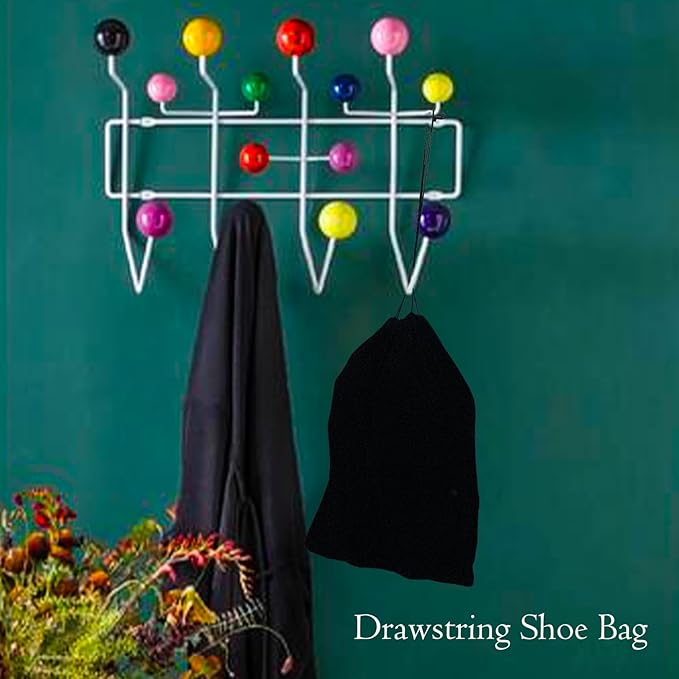 Large Shoe Bags for Travel Storage, Black Flocking Fabric Organizer for Luggage Suitcase and Shoe Rack, Portable Dust Proof Drawstring Essentials for Men Women GYM Packing