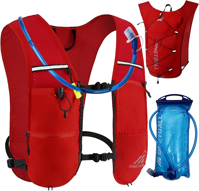 Running Vest for Women & Men, 6L Hydration Backpack with 2L Water Bladder, Lightweight Water Backpack for Trail Running, Marathon, Hiking, Cycling, Jogging, Adjustable Fit