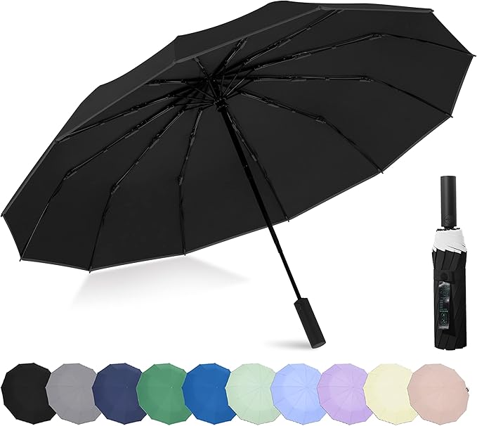 BAODINI Windproof Compact Rain Umbrella for Travel 42/46 Inch Premium Fabric Auto Open Perfect for Purse and Backpack Portable Umbrella for Women and Men