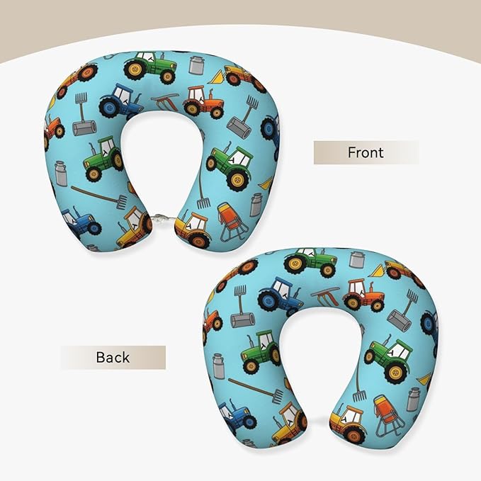 Travel Pillow for Men Women, Washable Relax U Shaped Neck Pillows for Car Head Pain Relief Sleeping Milk Farm Tractors