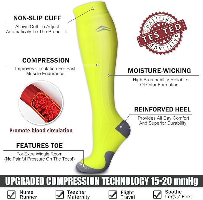 Bluemaple 6 Pack Copper Compression Socks for Women and Men Circulation-Best Support for Medical, Running,Nursing,Athletic