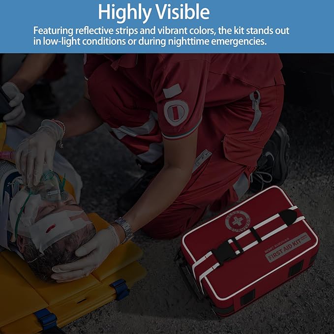 Upgrade Comprehensive Premium First Aid Kit, Labeled Compartments Trauma Kits with Shoulder Strap, Large Emergencies Medical Kits for Home, Truck, Camping, Sports, Outdoor Emergencies -401 Piece Set