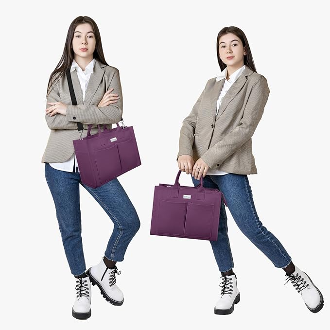 TOPDesign Heavy-Duty Canvas Tote Bag for Women, Adjustable Crossbody/Shoulder Handbag with 9 Pockets, Everything Tote