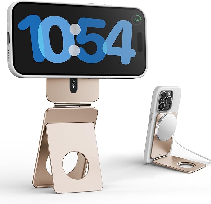 Phone Tripod Stand, Aluminum Alloy Mini Tripod Compatible with Magsafe iPhone 17/16/15/14/13/12 Series, Foldable Strong Magnetic Phone Stand, Mult-Angle Adjustment Selfie Stick