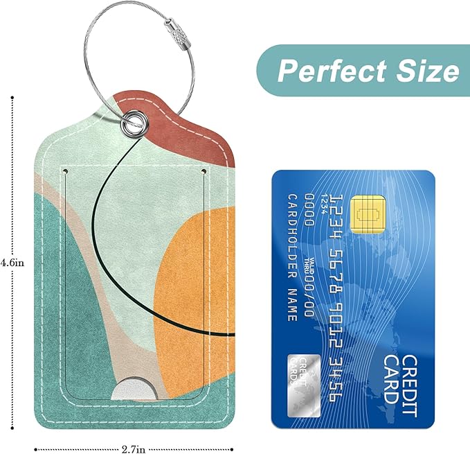 Rimilak 3 Pcs PU Leather Luggage Tags for Suitcase, Travel Cruise Luggage Tag with Privacy Flap, Name ID Label and Metal Loop for Women Men Baggage Handbag School Bag Backpack, Day and Night