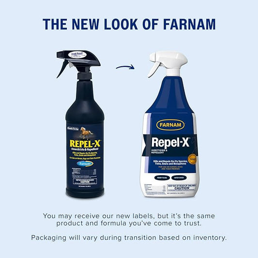 Farnam Repel-X Insecticide & Repellent Water-based Fly Spray for Horses, Dogs and Premises, 32 Ounces