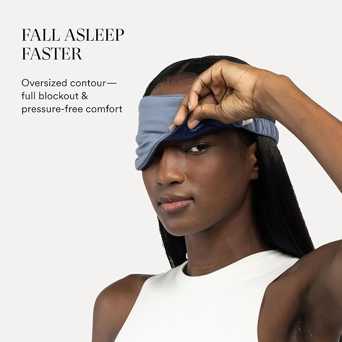 Clementine Sleepwear Essentials Organic Blue Lagoon Sleep Mask | Oversized Contoured Eye Mask with Bamboo and Silver Ion Silk for Sensitive Skin and Restful Sleep