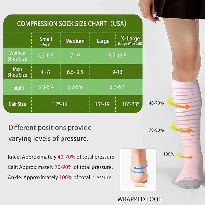 LEVSOX Viscose Made from Bamboo Compression Socks for Pregnant Women 20-30 mmHg Knee High Cute Mens Supports Socks for Travel