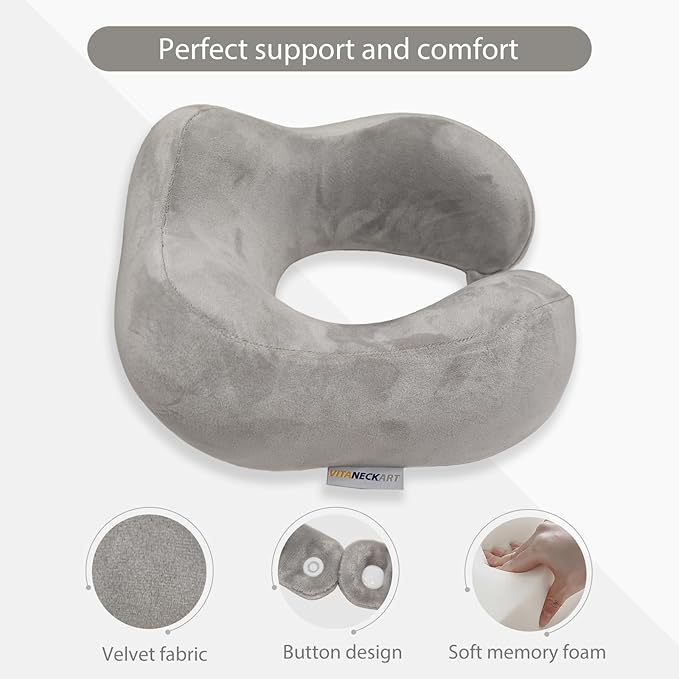 Hump Ultra-Soft Travel Pillow, High-end Memory Foam Neck Pillow, Double Support for Neck, Head and Chin, 360° Ergonomic Design Full Neck wrap Pillow, Suitable for Office, Airplane and car