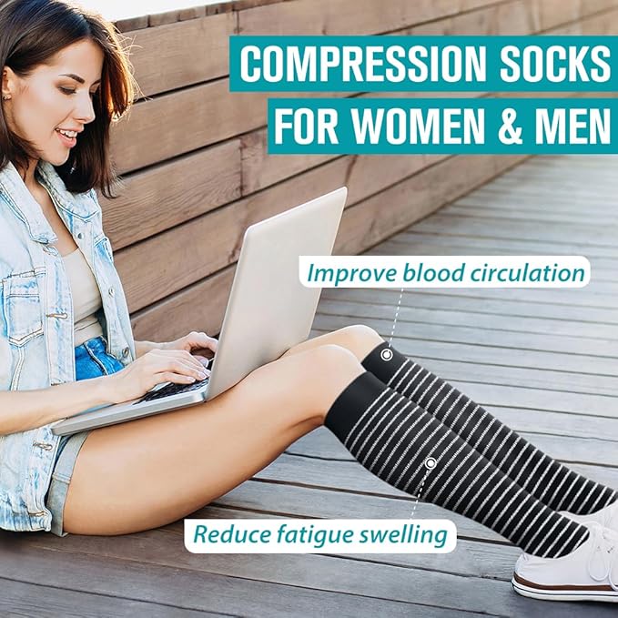 BLUEENJOY Copper Compression Socks for Women & Men (6 pairs) - Best Support for Nurses, Running, Hiking, Recovery