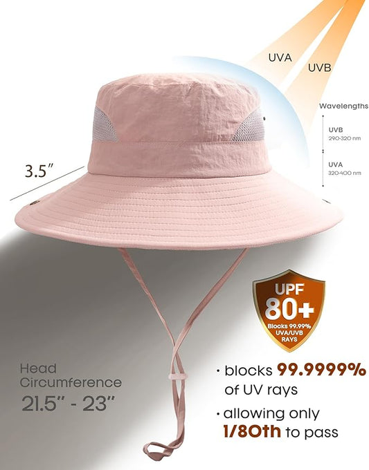 FURTALK Womens Sun Hat with Ponytail Hole Beach Hiking Summer Wide Brim UPF 80+ Outdoor Protection Foldable Bucket Hat