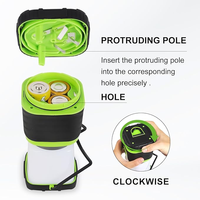 1000LM Battery Powered LED Camping Lantern, 4 Light Modes, IPX4 Waterproof, Dimmable Emergency Flashlight with Battery Indicator for Outdoor Camping, Hiking, Carabiner Clip Included