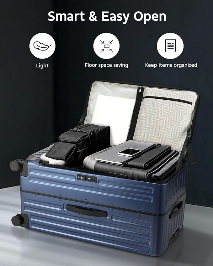 Luggage Sets 2 Pieces, 20 Inch Carry On Luggage and 29 Inch Checked Luggage with Spinner Wheels, Lightweight ABS+PC Hardshell Trunk Suitcases with Aluminum Frame, Top Opening (Blue, 20/29)