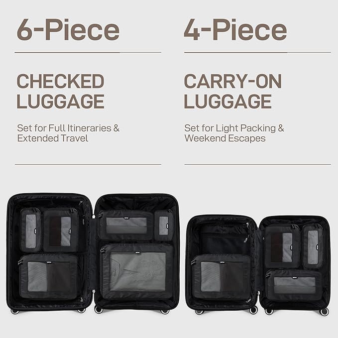 EPICKA TripCozy Compression Packing Cubes - 4 Set Durable Travel Organizer Bags with Mesh Top, Expandable Travel Accessories for Carry on, Luggage, Suitcase, Backpack (Dark Grey)