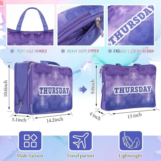 Paterr 7 Pcs Days of Week Packing Cubes Compression Packing Cubes for Kids Summer Camp Travel Daily Outfit Suitcase Organizers Zippered Storage Bag for Cruise Vacation Essentials(Multicolor)