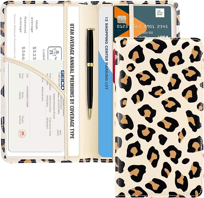 CoBak Car Registration and Insurance Holder - Vehicle Glove Box Car Organizer,Auto Truck Comparment Accessories Case with Magnetic Closure for Driver License,Cards