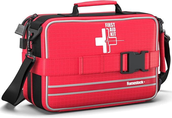 First Aid Kit with Labeled and Color-Coded Compartments, Emergency Medical Kit for Cars, Home, Office, Backpacking, Camping and Cycling