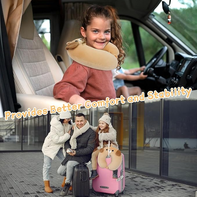 Kids Travel Pillow, Kid Neck Pillows for Sleeping Travel Cute U Shaped Neck Pillow, Neck Pillows for Travel, Airplane, Car, Road Trip, Travel Pillow for Kids & Adults