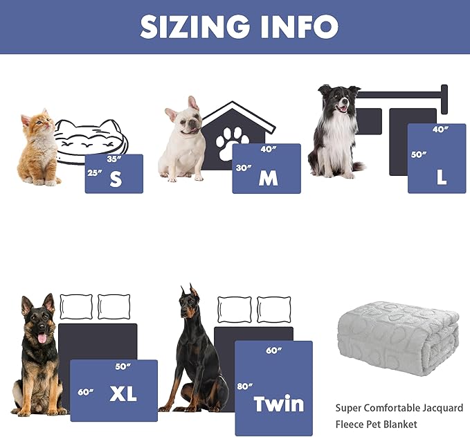 gogobunny Calming Plush Dog Cat Blanket 300GSM Coral Fleece, Ultra-Soft Machine Washable Pet Bedding for Small Medium Dogs Cats Puppies Kittens (Silver, 60x80)