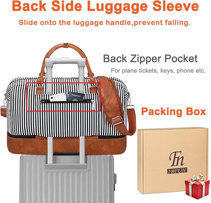 IBFUN Weekender Bags for Women, 21" Weekender Travel Bag, Travel Duffle Bag with Shoe Compartment Carry on Overnight Duffel Bag for Weekend Travel Business Trip, 3PCS