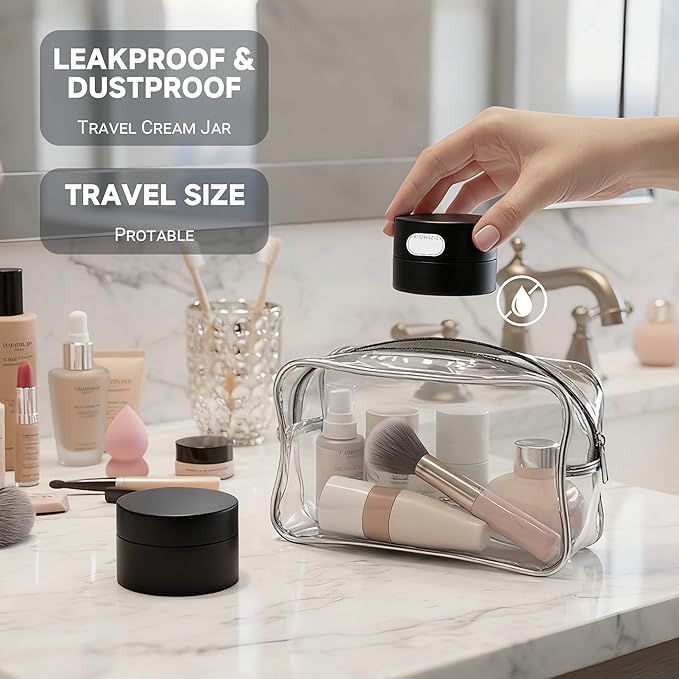 Plastic Jars Containers 4 Pack, 50g Travel Size Container Jars with Lids, Ideal for Makeup Cosmetics Lip Balm Salve Sample Cream and Beauty Lotion