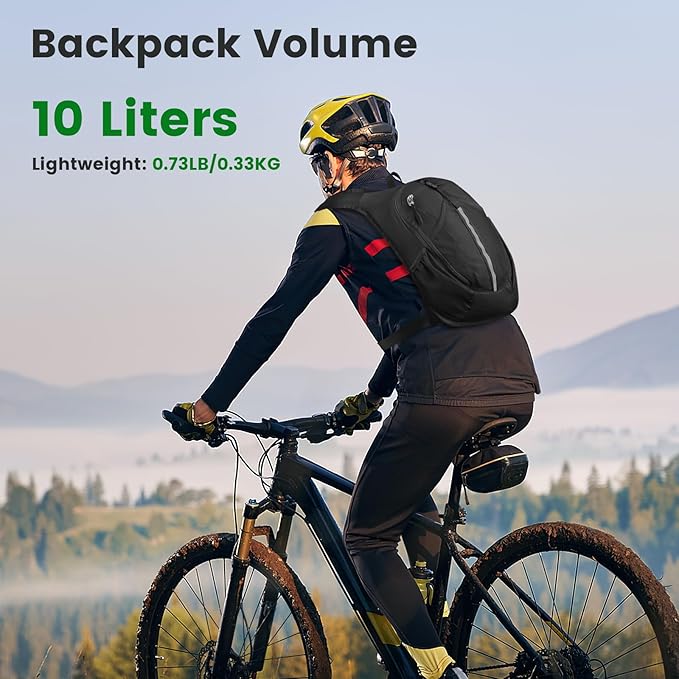 Small Hiking Backpack 10L - Lightweight Packable Foldable Backpack for Travel Camping Outdoor Commute, Compact Rucksack for Women Men(Black)