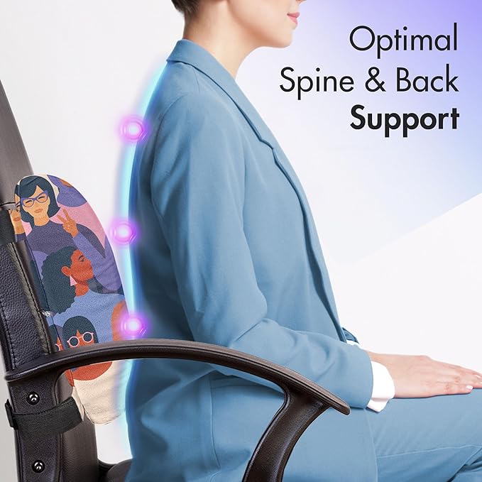 Ambesonne Feminist Lumbar Back Support Pillow, Female of Diverse Ethnics or Backgrounds Assembled Together Empowerment, High Density Foam for Office Chairs Car Seats, 14" x 13", Purple