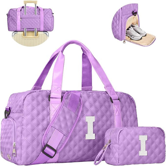 Elilier Teen Girl Gifts Trendy Stuff, Personalized Gifts, Initial Travel Duffel Bag or Teens, Monogram Overnight Bag, Trendy Stuff Gifts for Girls Friend Birthday Teacher Gift