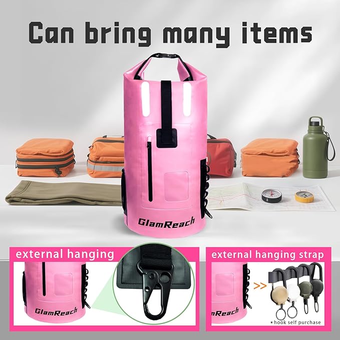 35L Dry Bag, Heavy Duty waterproof backpack for Women, wear-resistant material for kayaking, Hiking, Travel, Camping essentials, Survival & Beach with 2L dry bag
