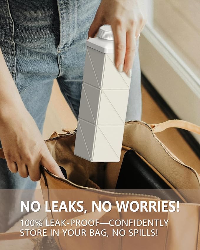 Collapsible Water Bottles 720ml 24.3oz, Foldable Portable Water Bottle, Lightweight Reusable Leakproof for Travel Camping Hiking Cycling Yoga Sports Outdoor School Office, 1 Pack, Starlight