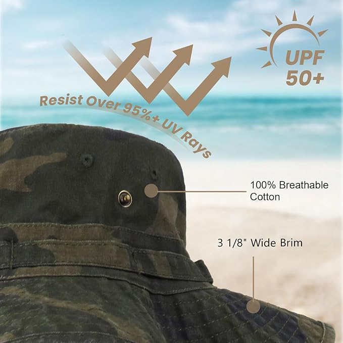 Bucket Hat Wide Brim UV Protection Sun Hat Boonie Hats Fishing Hiking Safari Outdoor Hats for Men and Women