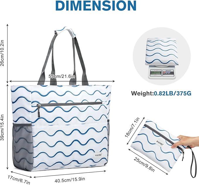 G4Free Beach Bag, Waterproof Sandproof Beach Tote Bag, Large Capacity Foldable for Women