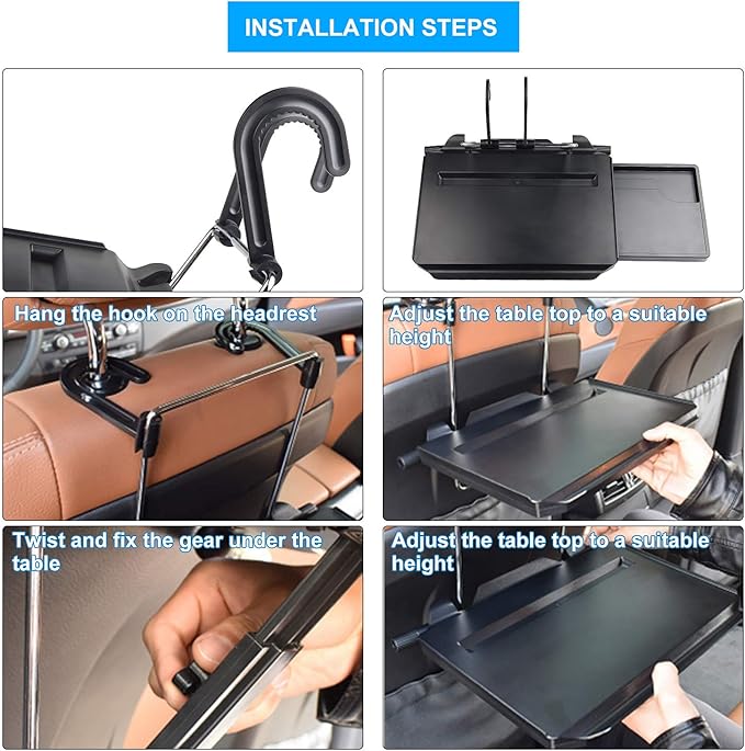 CPROSP Car Steering Wheel Seat Tray Desk Foldable Portable with Mouse Drawer for Eating Writing Working in Car, with Notebook Groove/Drink Cup Groove