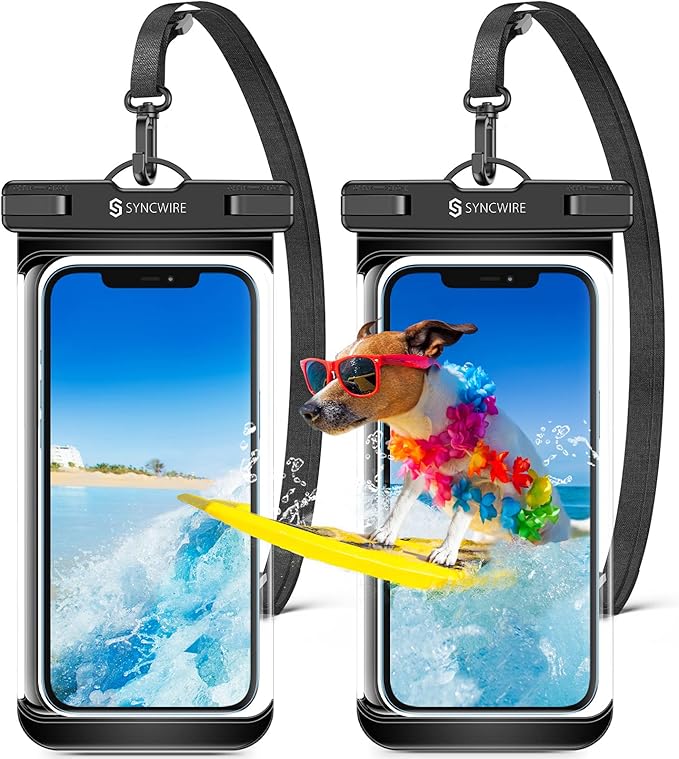 SYNCWIRE [2-Pack Waterproof Case IPX8 Universal Waterproof Phone Pouch Dry Bag Waterproof Phone Case for iPhone 15/14/13/12/11 Pro XS MAX XR X 8 7 6 Samsung S23 S22 S20 and More Up to 7 Inches