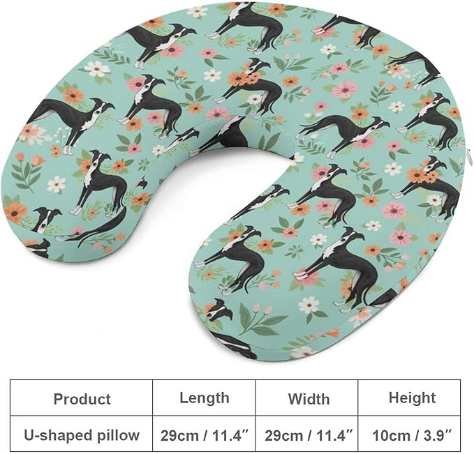 Premium Memory Foam Travel Pillow, Italian Greyhound U-Shaped, Head Support U-Shape for Bus Airplane Restful Sleep, Washable Breathable Cover