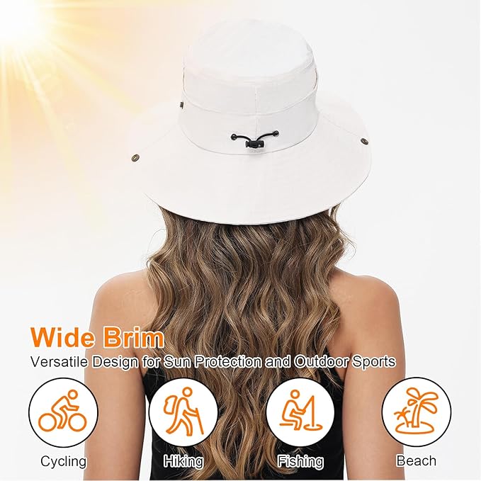 Sun Hats for Women Bucket Hat UV Protection Fishing Hat Wide Brim Safari Hats 2 in 1 Zip-Off Sun Visor Hats UPF 50+