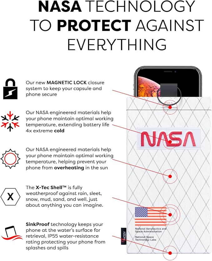 PHOOZY Apollo II Thermal Phone Case Cold Weather Insulated Pouch | Extends Battery Life 4X | NASA Tech Skiing Snowboard Accessories | Military Grade | Medium - Space
