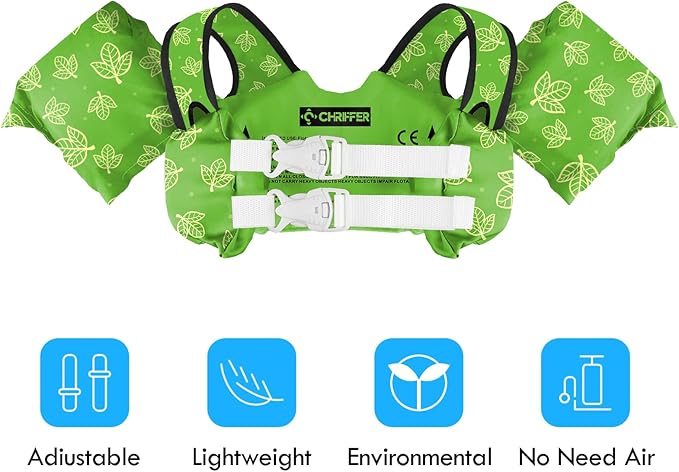Chriffer Kids Swim Vest Life Jacket for 30-55 Pounds Boys and Girls, Toddler Floaties with Shoulder Harness Arm Wings for 2,3,4,5,6,7 Years Old Baby