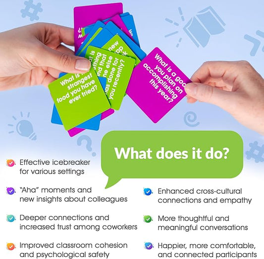 We! Connect Cards - Conversation Cards to Build Trust & Connection - Ideal Office Games, Ice Breakers & Educational Team Building Games - Featured by TEDx (60 Color-Coded Pieces)
